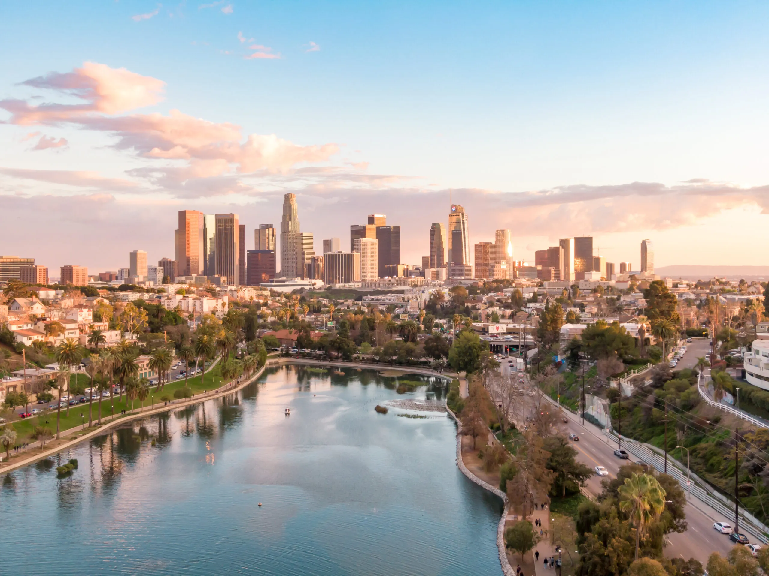 Skyline of Los Angeles, California.